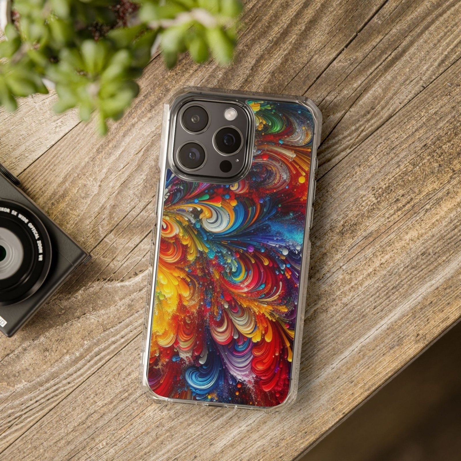 Swirly Paint Rainbow Magnetic Phone Case for Apple iPhone 14, iPhone 15 and iPhone 16, Multi Color Magnet Phone Cover | US - Ohhh So Swag