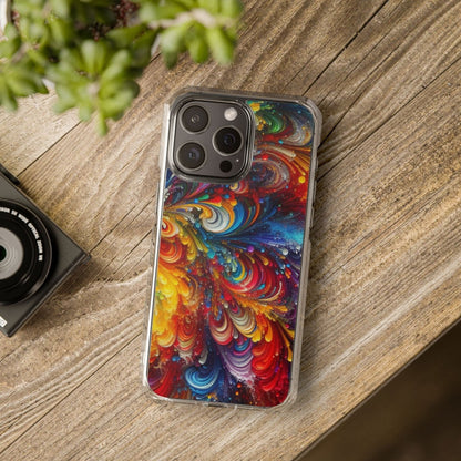 Swirly Paint Rainbow Magnetic Phone Case for Apple iPhone 14, iPhone 15 and iPhone 16, Multi Color Magnet Phone Cover | US - Ohhh So Swag