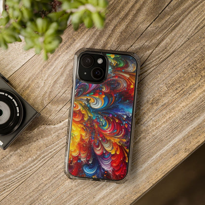 Swirly Paint Rainbow Magnetic Phone Case for Apple iPhone 14, iPhone 15 and iPhone 16, Multi Color Magnet Phone Cover | US - Ohhh So Swag