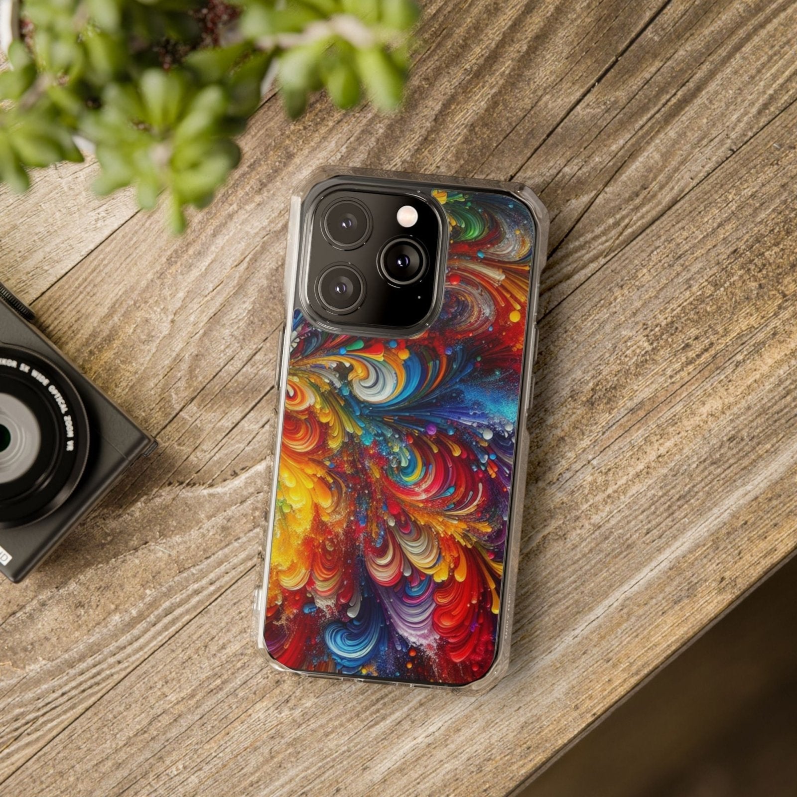 Swirly Paint Rainbow Magnetic Phone Case for Apple iPhone 14, iPhone 15 and iPhone 16, Multi Color Magnet Phone Cover | US - Ohhh So Swag