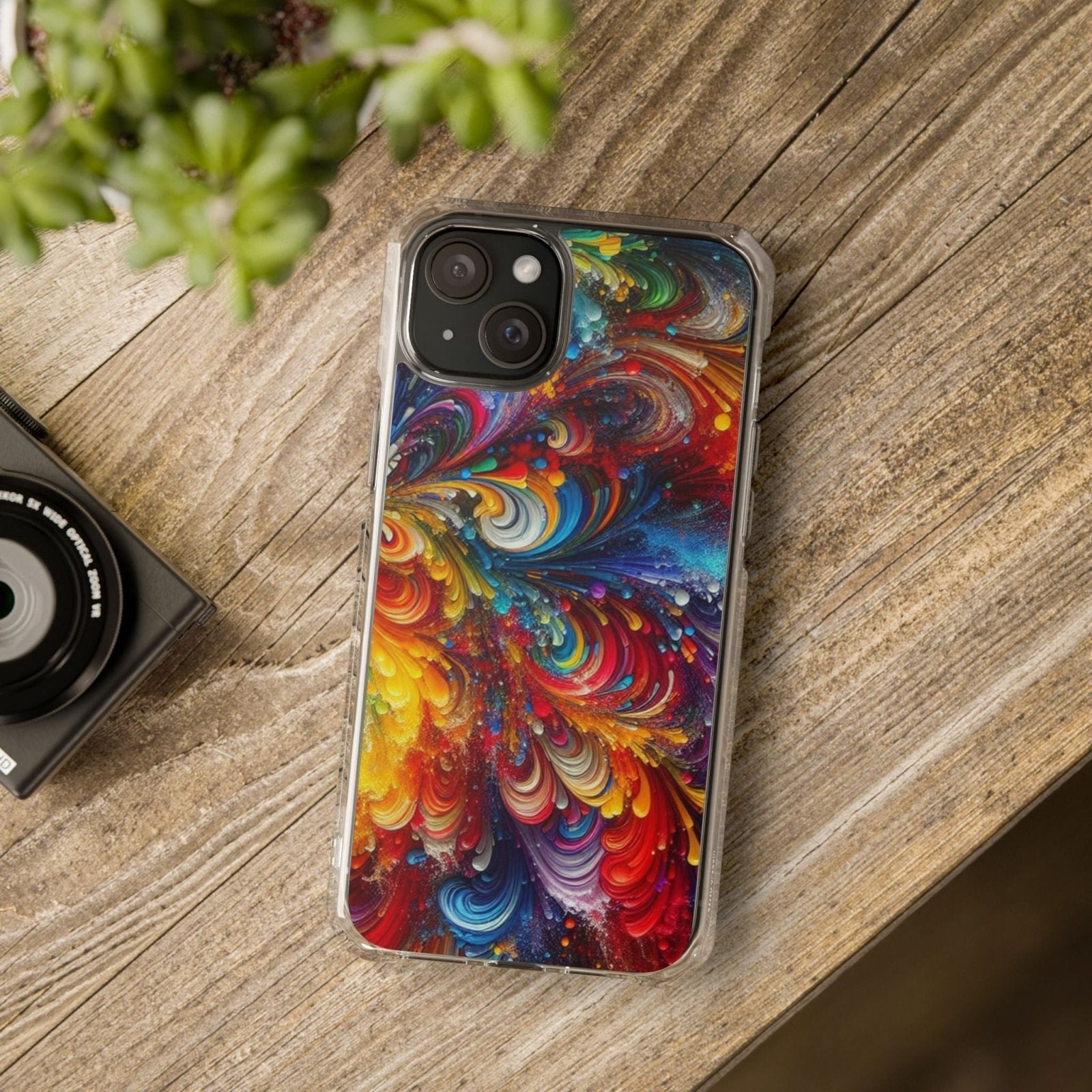 Swirly Paint Rainbow Magnetic Phone Case for Apple iPhone 14, iPhone 15 and iPhone 16, Multi Color Magnet Phone Cover | US - Ohhh So Swag