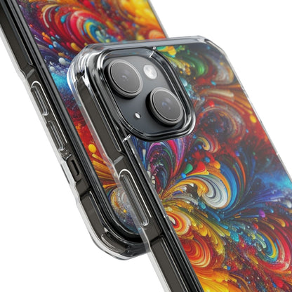 Swirly Paint Rainbow Magnetic Phone Case for Apple iPhone 14, iPhone 15 and iPhone 16, Multi Color Magnet Phone Cover | US - Ohhh So Swag