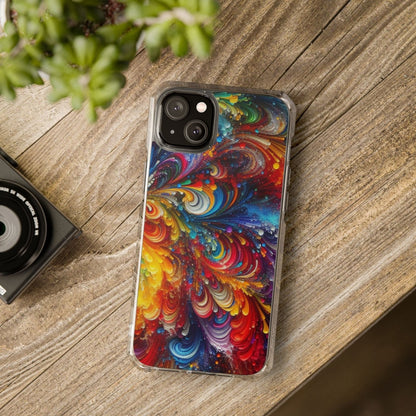 Swirly Paint Rainbow Magnetic Phone Case for Apple iPhone 14, iPhone 15 and iPhone 16, Multi Color Magnet Phone Cover | US - Ohhh So Swag