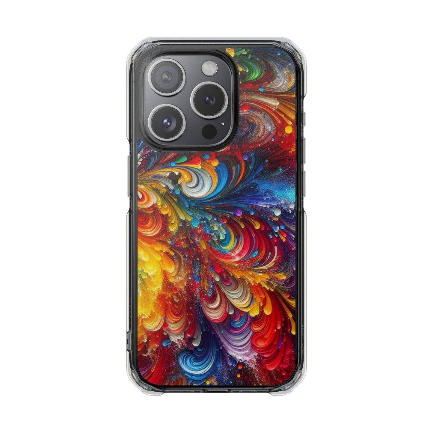 Swirly Paint Rainbow Magnetic Phone Case for Apple iPhone 14, iPhone 15 and iPhone 16, Multi Color Magnet Phone Cover | US - Ohhh So Swag