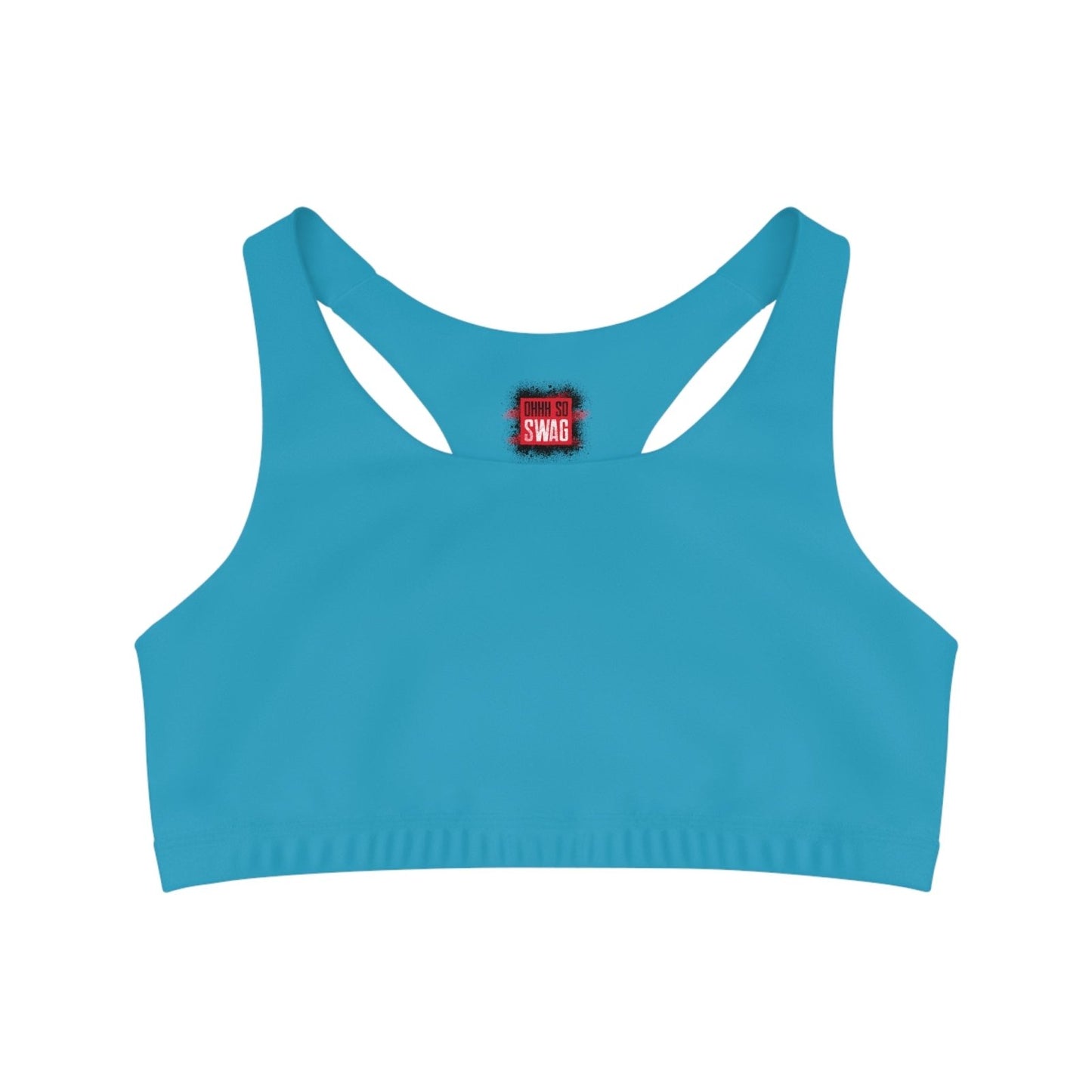 Turquoise Sports Bra, Medium Support, Red Kiss Lips, Purple Heart - Love, Me. | US - Ohhh So Swag