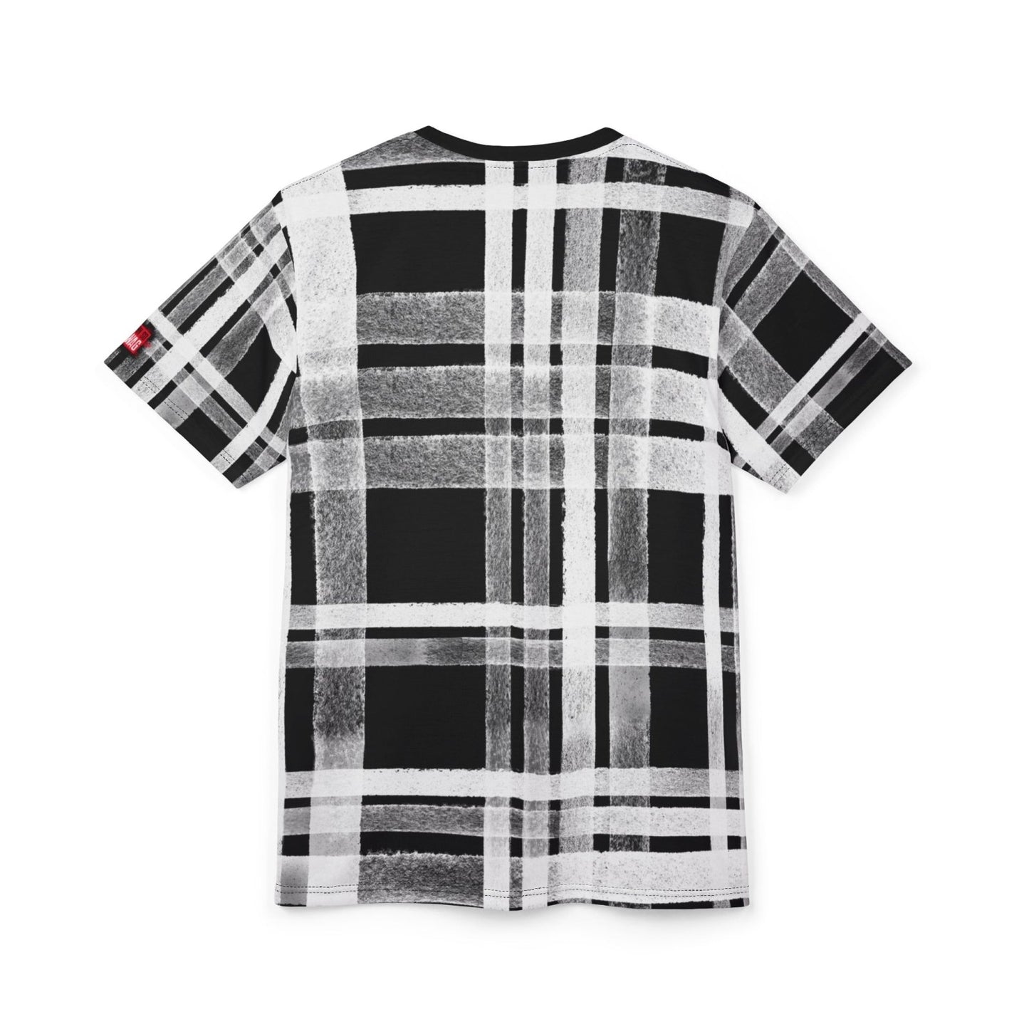 Unisex Black and White Plaid T-shirt for Men Women, Tartan Color Block Round Neck Shirt for Casual Wear, Everyday Comfort | US - Ohhh So Swag