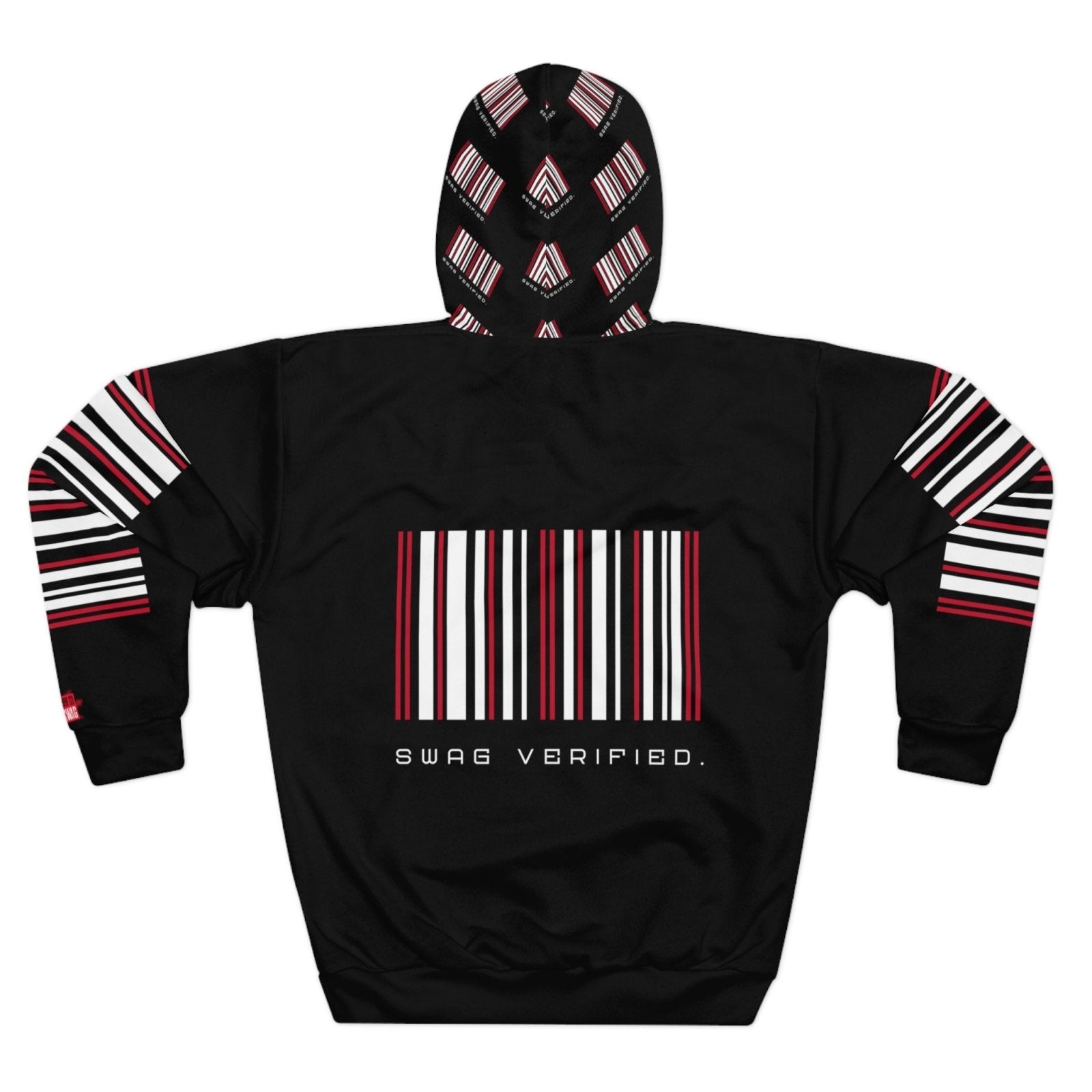 Unisex Black Pullover Hoodie with Large Back Print - Swag Verified. Barcode | US - Ohhh So Swag