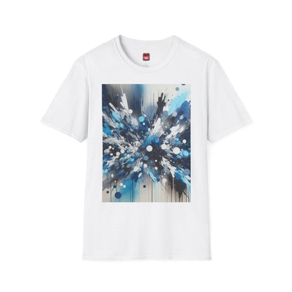 Unisex Blue Paint Splatter Shirt, Blue Black White Grey Color Splash Short Sleeve Crew Neck T-Shirt for Men Women | CA - Ohhh So Swag