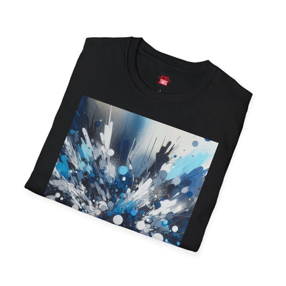 Unisex Blue Paint Splatter Shirt, Blue Black White Grey Color Splash Short Sleeve Crew Neck T-Shirt for Men Women | CA - Ohhh So Swag