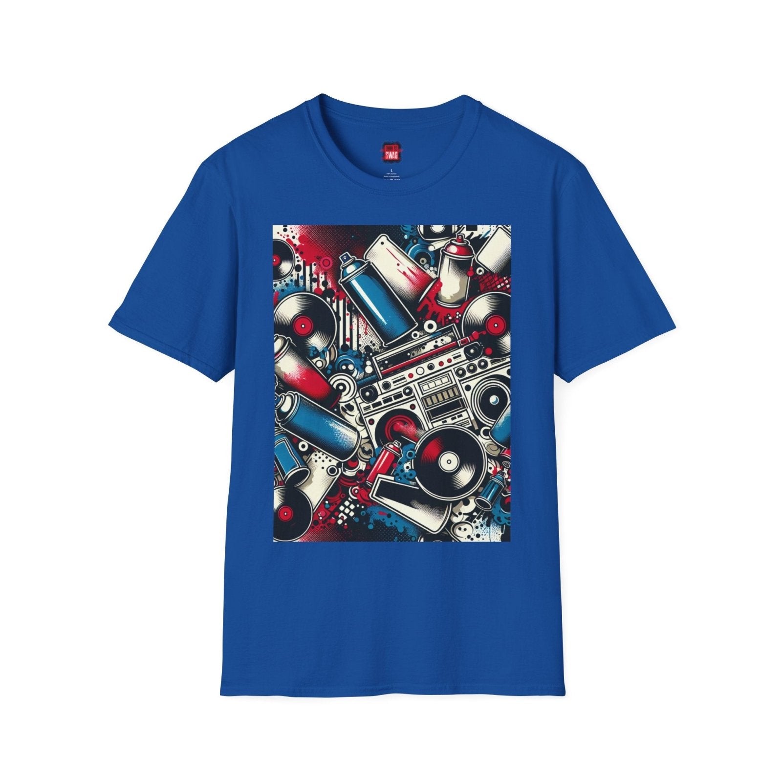 Unisex 90s Nostalgic Vibes Graphic Tee for Music Lover, Casual Blue Hip Hop T-Shirt for Men Women | CA - Ohhh So Swag