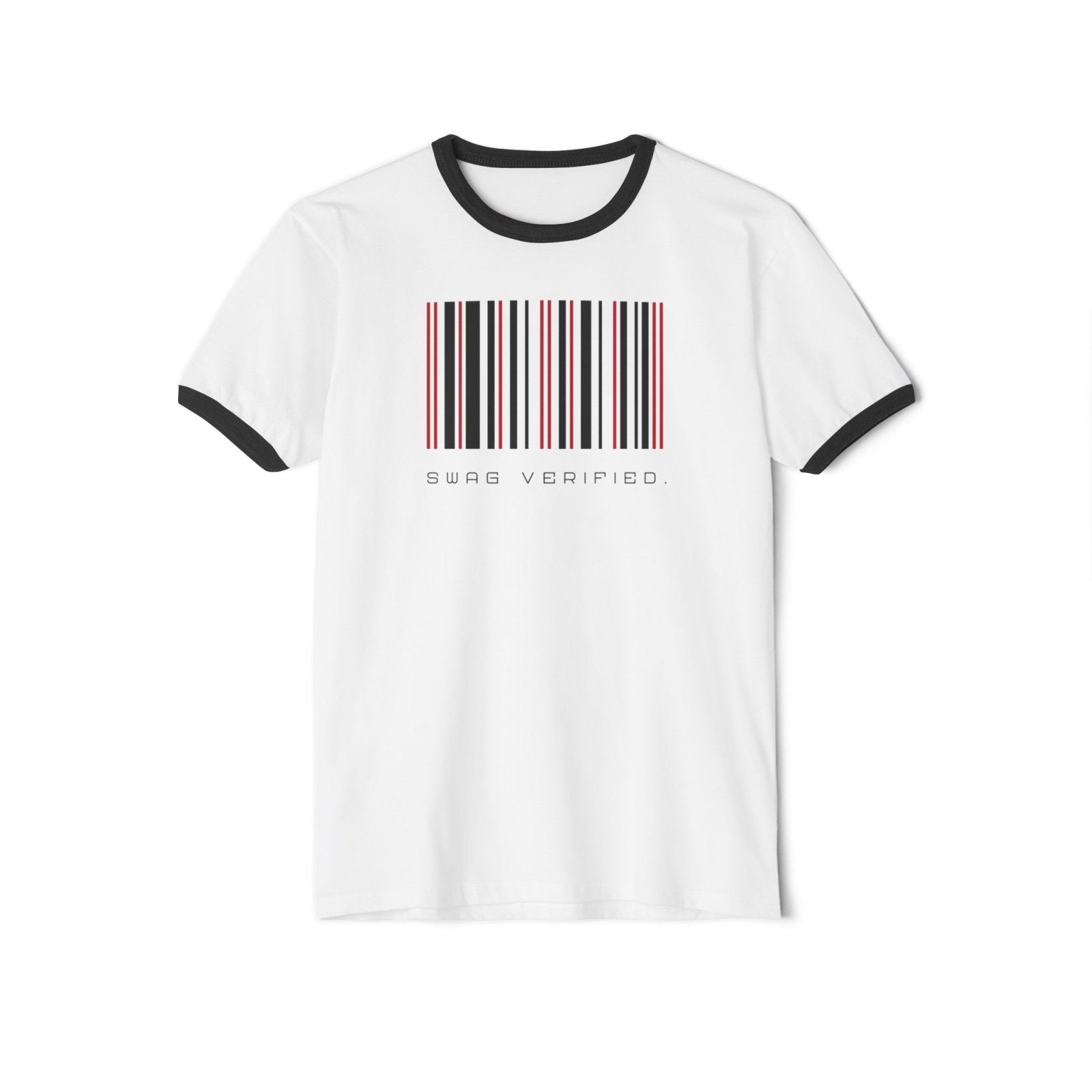 Unisex Cotton Ringer T-Shirt - Swag Verified. Barcode | US - Ohhh So Swag