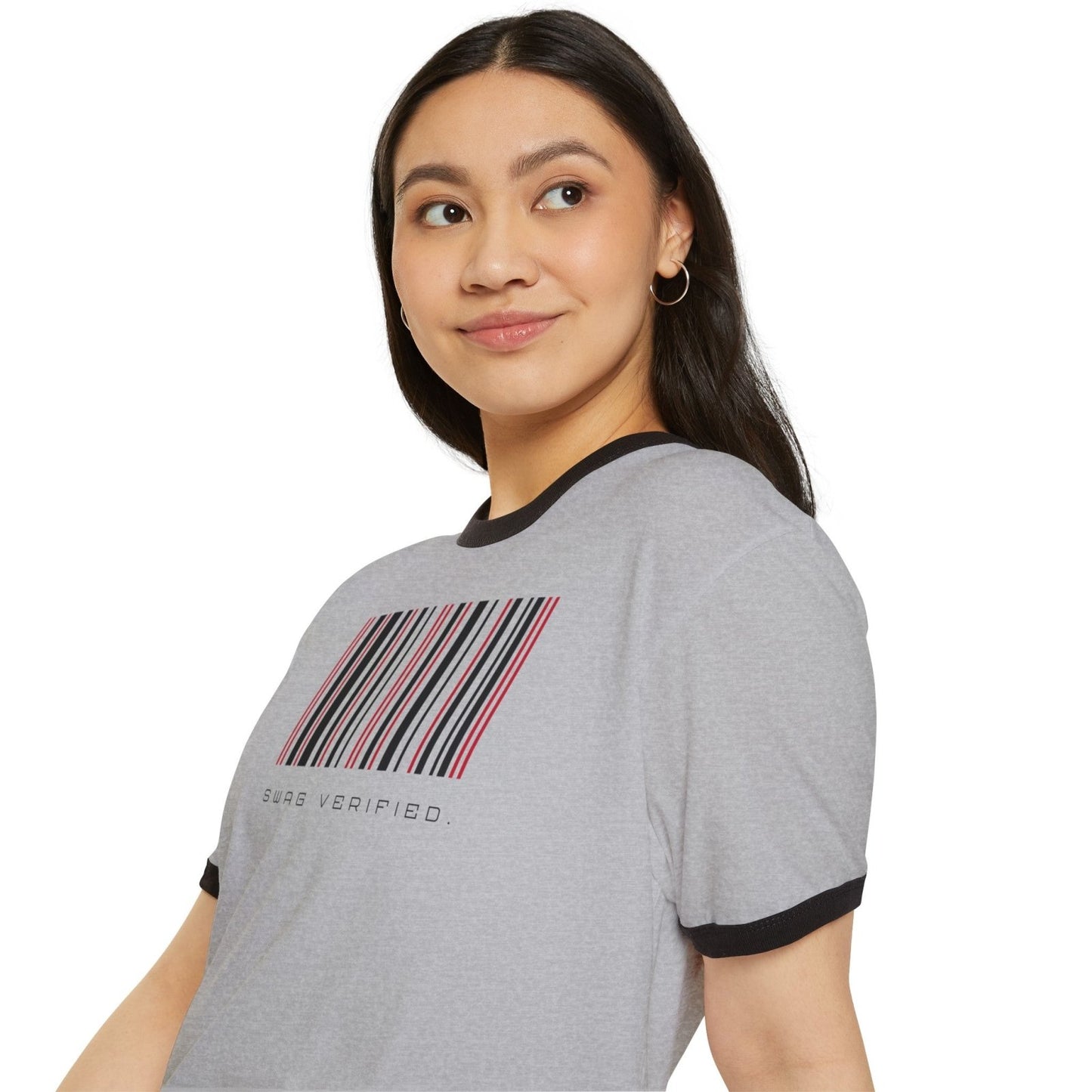 Unisex Cotton Ringer T-Shirt - Swag Verified. Barcode | US - Ohhh So Swag