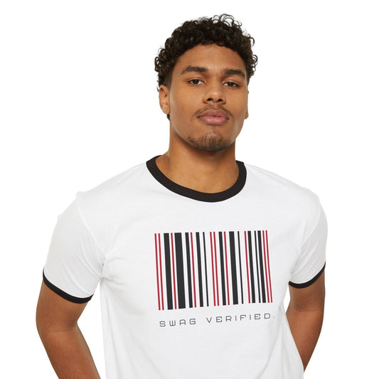 Unisex Cotton Ringer Tee - Swag Verified. Barcode | US - Ohhh So Swag