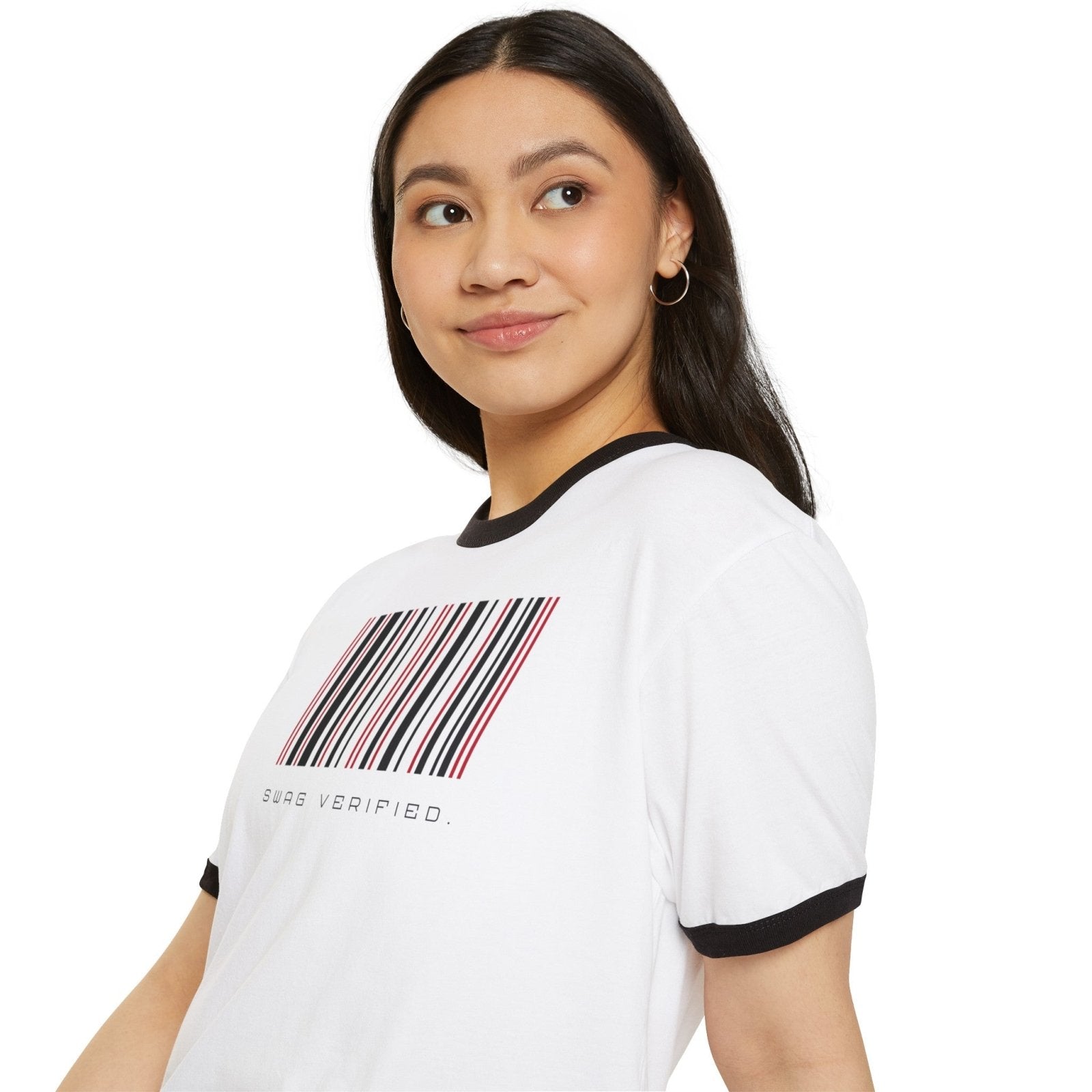 Unisex Cotton Ringer T-Shirt - Swag Verified. Barcode | US - Ohhh So Swag