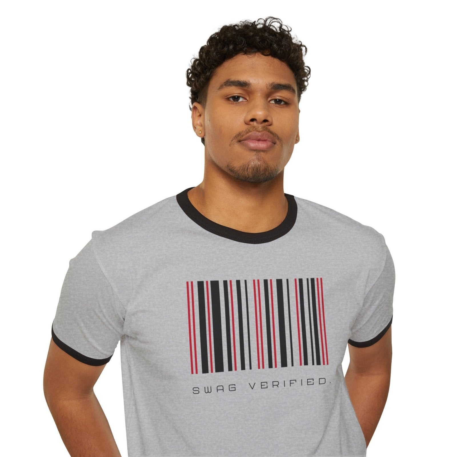 Unisex Cotton Ringer T-Shirt - Swag Verified. Barcode | US - Ohhh So Swag