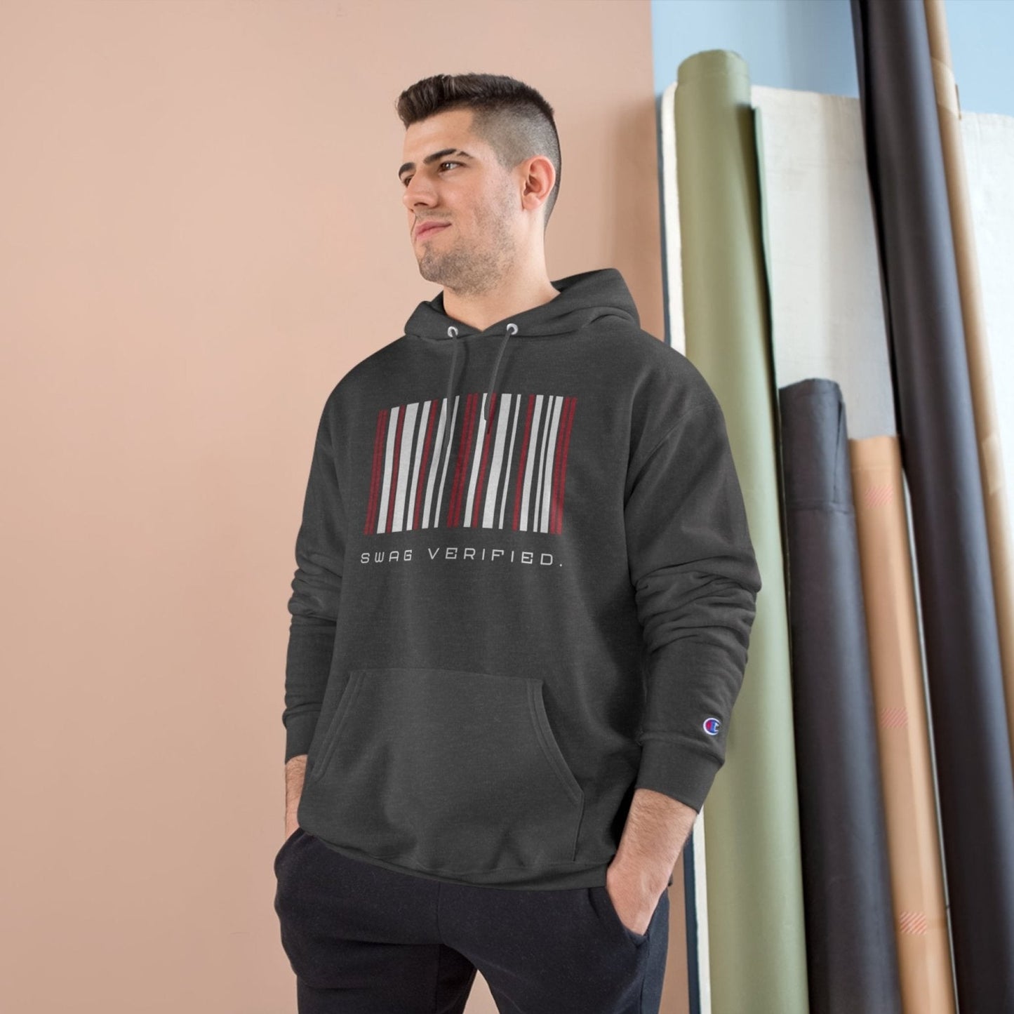 Unisex Graphic Champion Hoodie - Swag Verified. Barcode | US - Ohhh So Swag