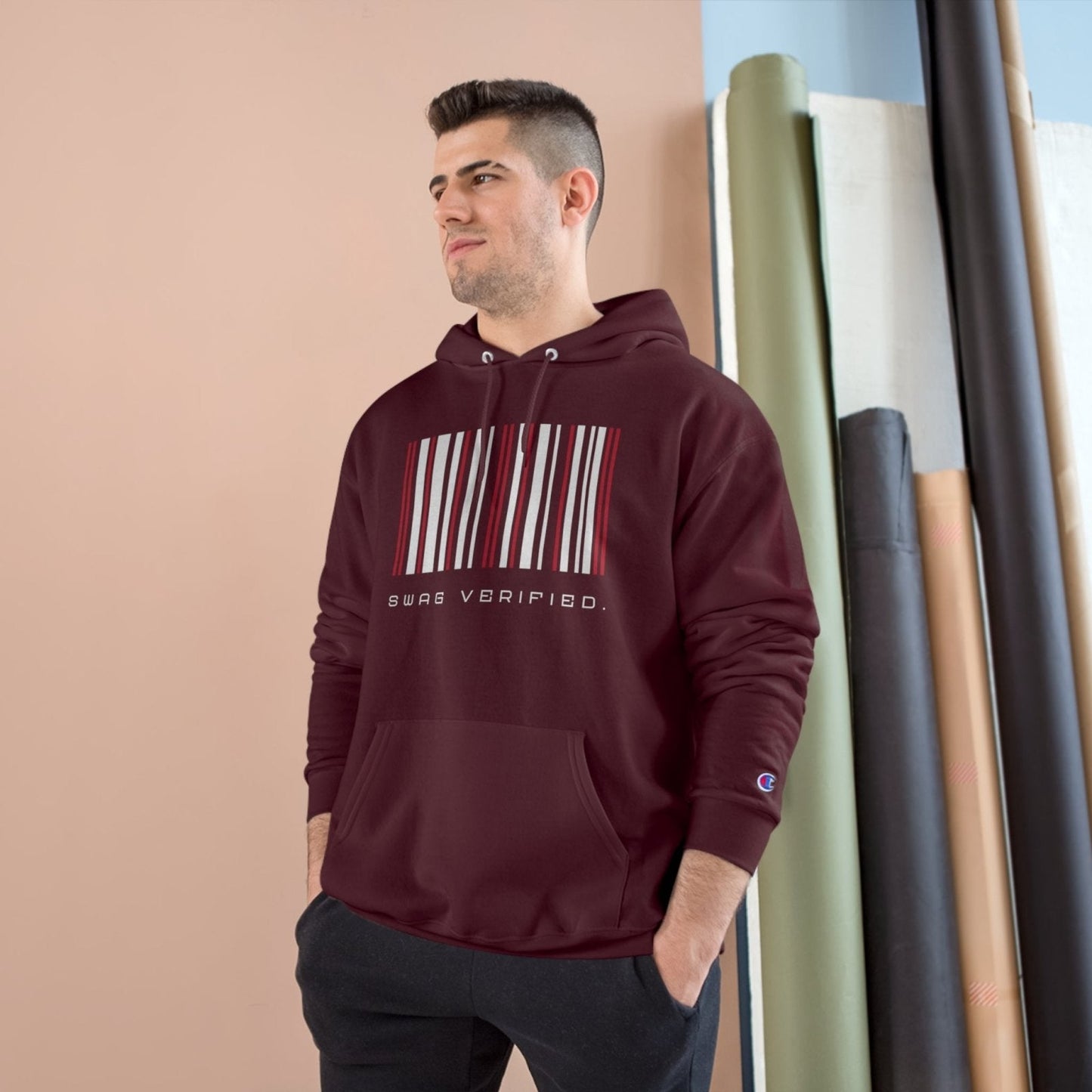 Unisex Graphic Champion Hoodie - Swag Verified. Barcode | US - Ohhh So Swag