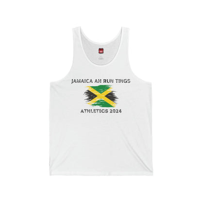 Unisex Jersey Tank Top, Jamaica Ah Run Tings - Athletics 2024 | US - Ohhh So Swag