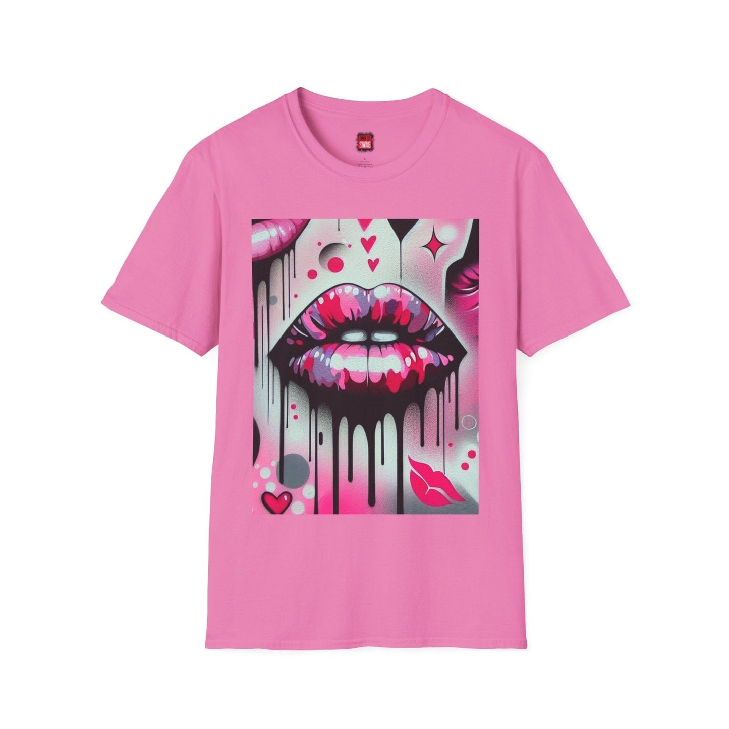 Pink Lip Kiss Shirt, Lips Shirt for Women Men Graffiti Style, Vibrant Casual Graphic Kisses Tee | US - Ohhh So Swag