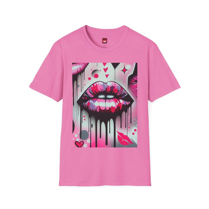 Pink Lip Kiss Shirt, Lips Shirt for Women Men Graffiti Style, Vibrant Casual Graphic Kisses Tee | US - Ohhh So Swag
