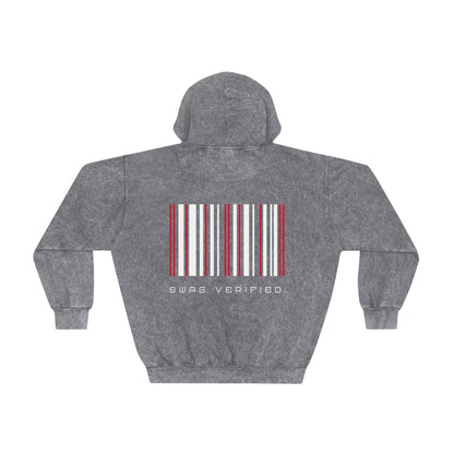 Unisex Mineral Wash Hoodie - Swag Verfied. Barcode Back Print | US - Ohhh So Swag