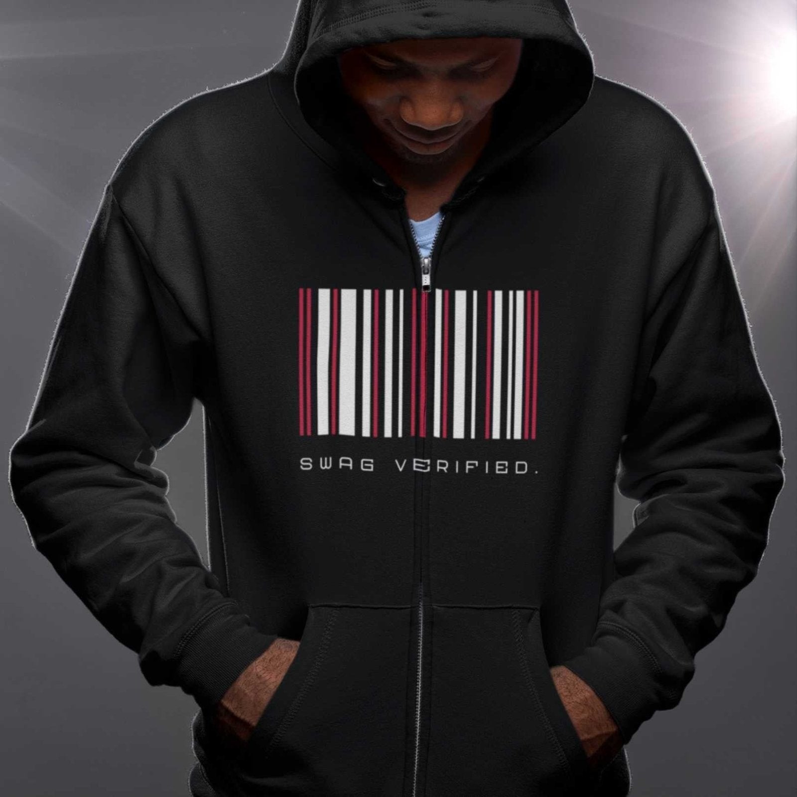 Unisex Premium Full Zip Hoodie - Swag Verified. Barcode | CA - Ohhh So Swag
