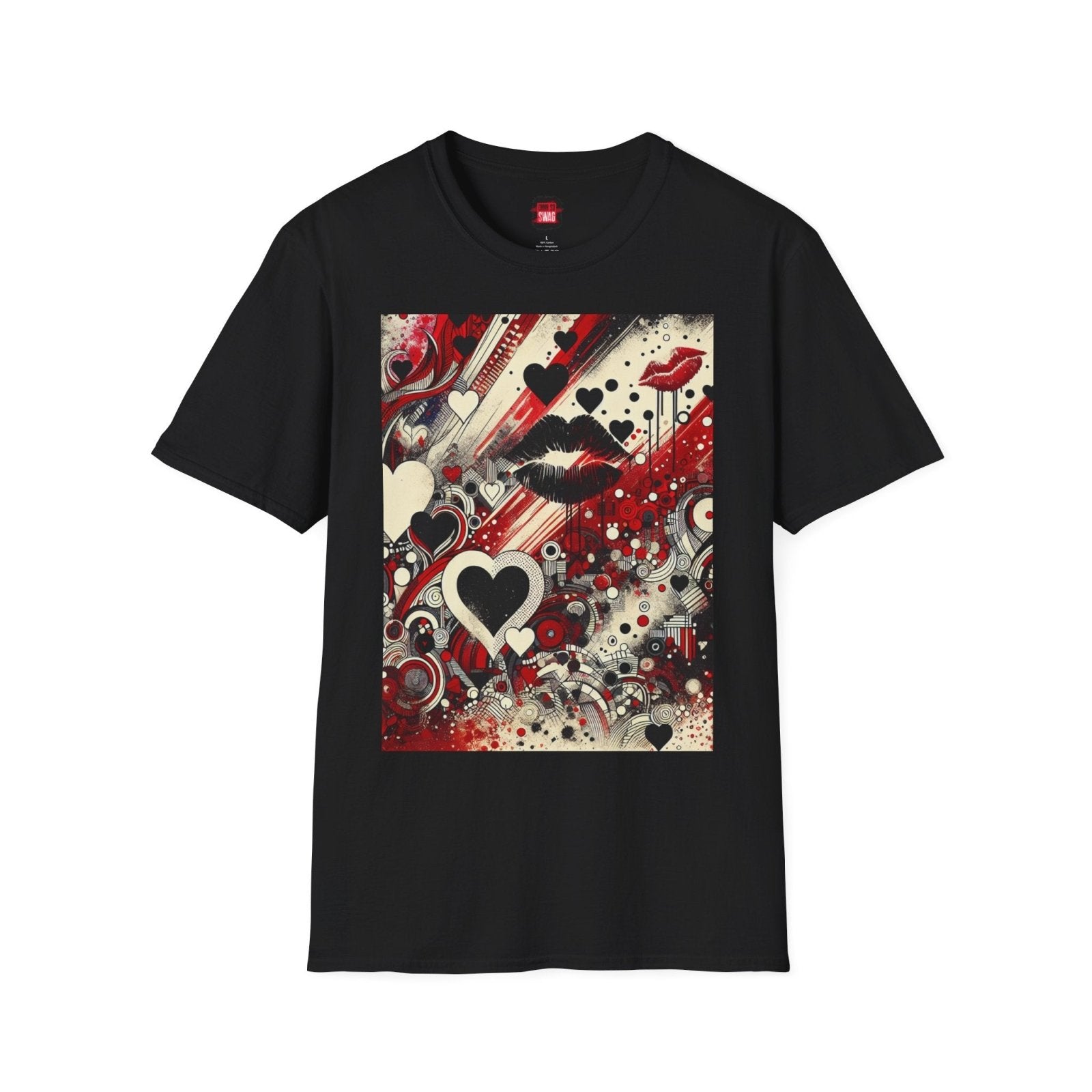 Unisex Streetwear Kiss Lips Graphic Tee for Women Men, Edgy Love - Inspired T-Shirt with Hearts and Lips, Trendy Crew Neck Shirts | CA - Ohhh So Swag
