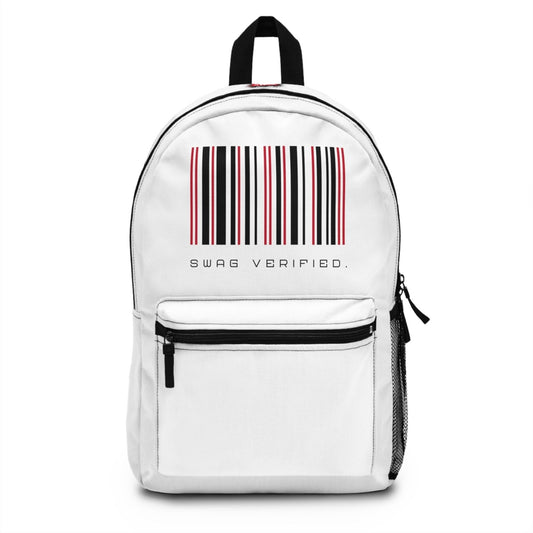 Unisex Water Resistant Backpack with Water Bottle Holder, White - Swag Verified. Barcode | US - Ohhh So Swag