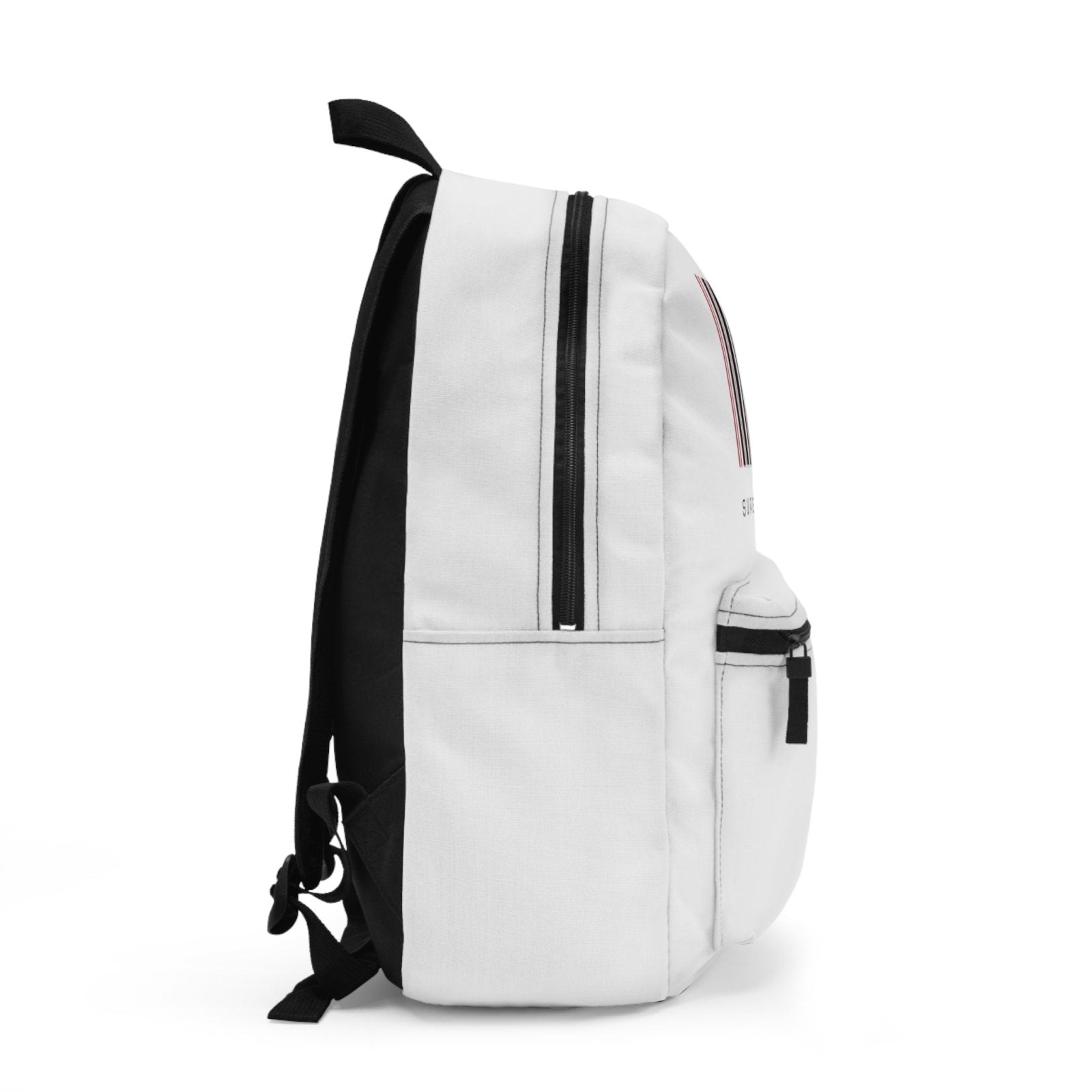 Unisex Water Resistant Backpack with Water Bottle Holder, White - Swag Verified. Barcode | US - Ohhh So Swag