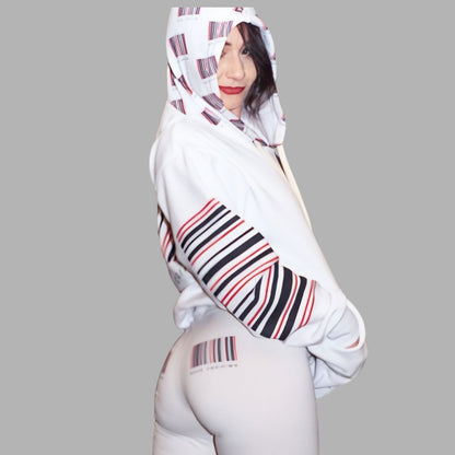 Unisex White Pullover Hoodie with Large Back Print - Swag Verified. Barcode | US - Ohhh So Swag