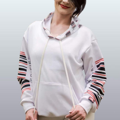 Unisex White Pullover Hoodie with Large Back Print - Swag Verified. Barcode | US - Ohhh So Swag