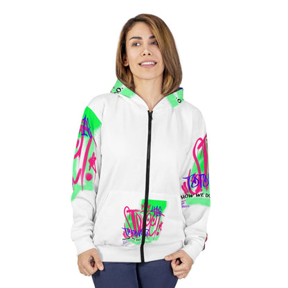 Unisex Zipped Hoodie, White - Toronto How We Do Style. Music. Diversity. | US - Ohhh So Swag