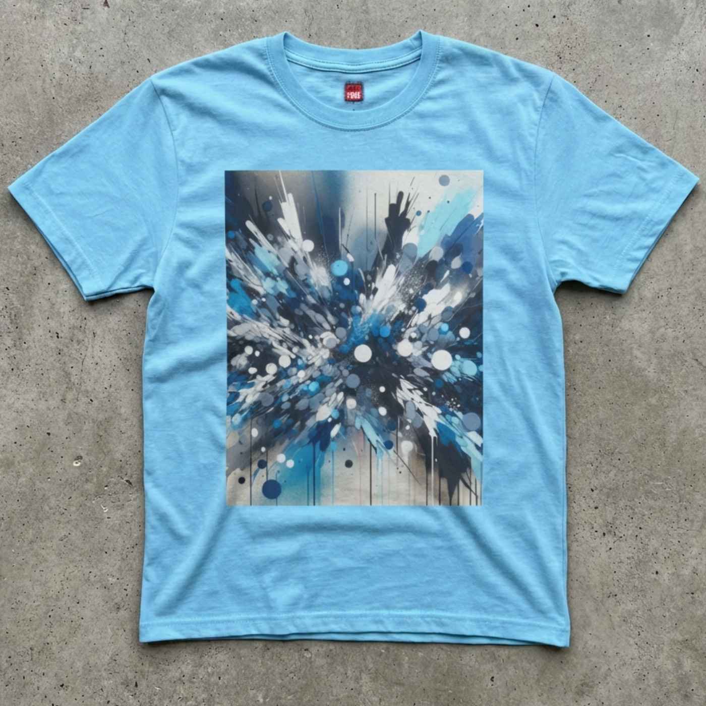 US | Blue Paint Splatter T-Shirt for Men Women, Unisex Blue Color Splash Short Sleeve Crew Neck - Ohhh So Swag