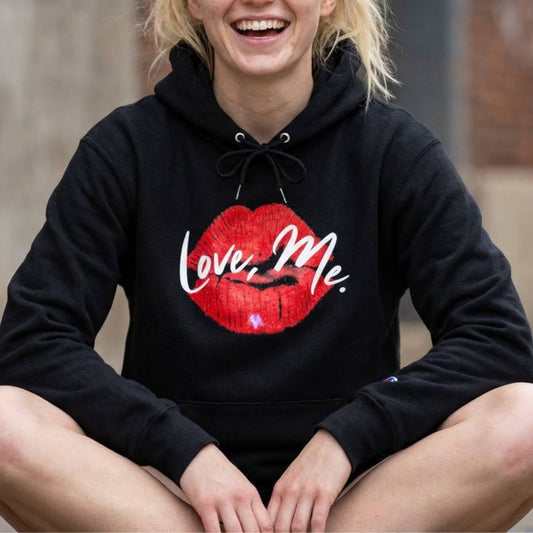 US | Champion® Pullover Hoodie, Red Kiss Lips, Purple Heart – Love, Me. - Ohhh So Swag
