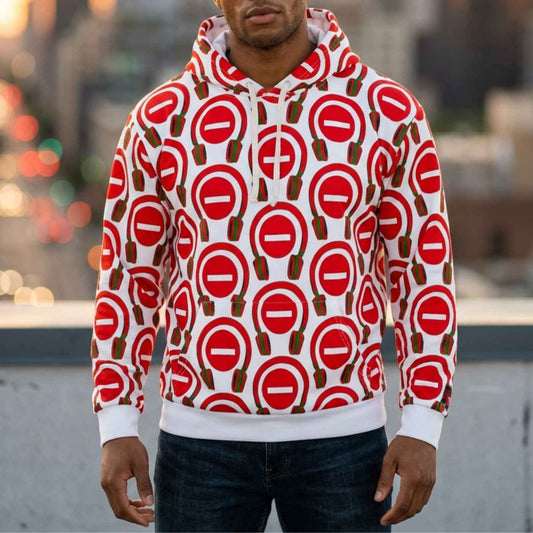 US | Graphic All - Over Print White Pullover Music Hoodie – Do Not Disturb, I’m Vibing. - Ohhh So Swag