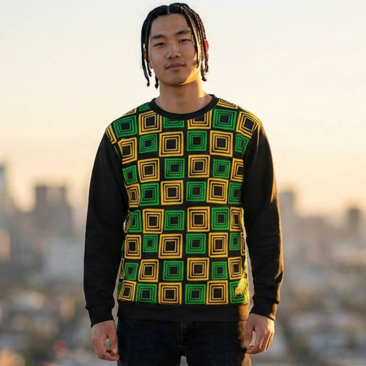 US | Patterned Sweatshirt, Jamaica Colors, Black Sleeves – J.A. Squared - Ohhh So Swag