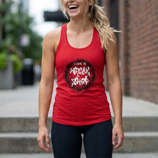 US | Racerback Tank Top (White Text) – I Came to Wreck Shop - Ohhh So Swag