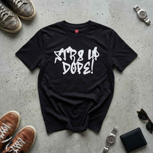 US | Str8 Up Dope! Unisex Graphic Tee, Trendy Casual Hip Hop Vibe Cotton Crew Neck Streetwear Tee - Ohhh So Swag