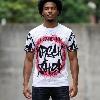 US | Streetwear Graphic Shirt, White – I Came to Wreck Shop - Ohhh So Swag