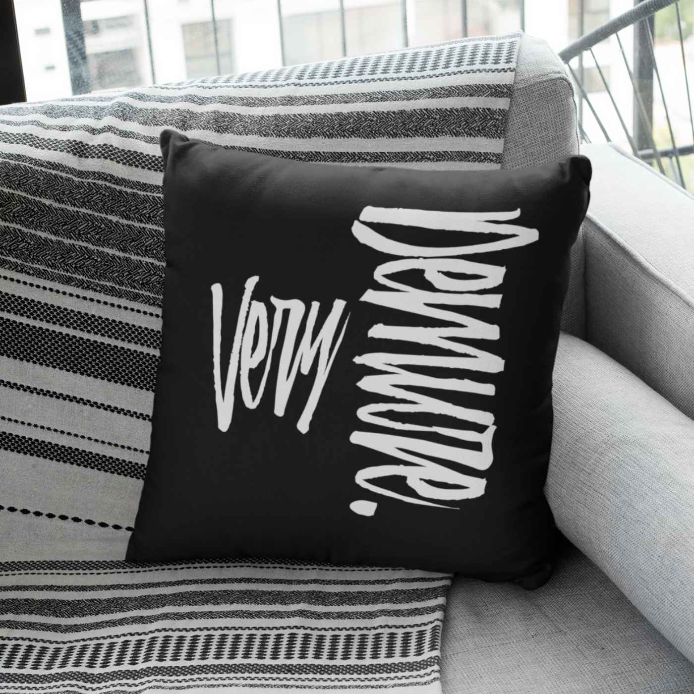 Very Demure Square Black Throw Pillow 14 16 18 20 inch | SHIPS FROM USA - Ohhh So Swag