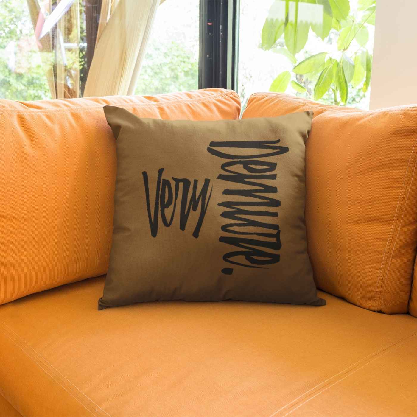 Very Demure Square Fall Rustic Brown Throw Pillow | SHIPS FROM USA - Ohhh So Swag