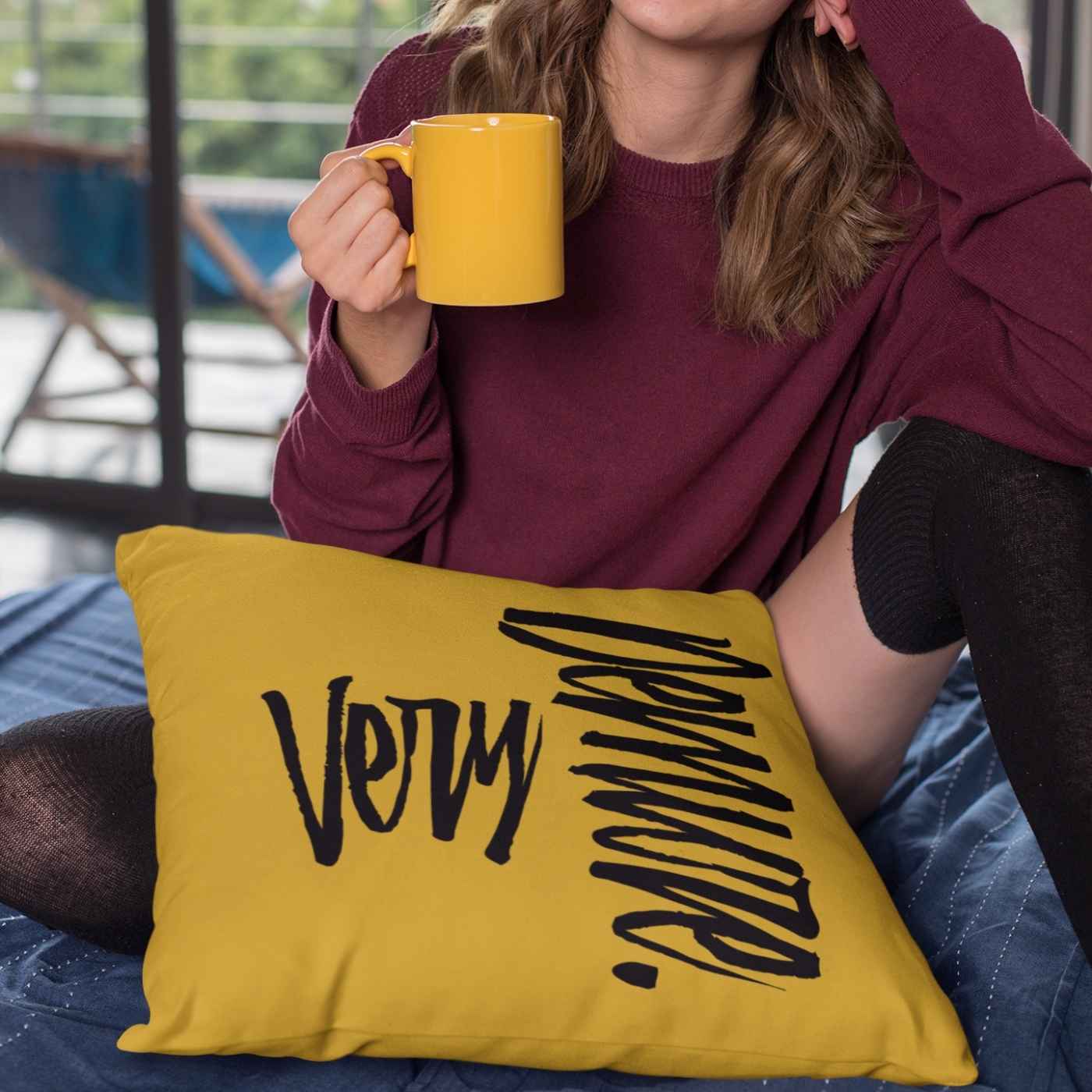 Very Demure Square Yellow Throw Pillow 14 16 18 20 inch | SHIPS FROM USA - Ohhh So Swag
