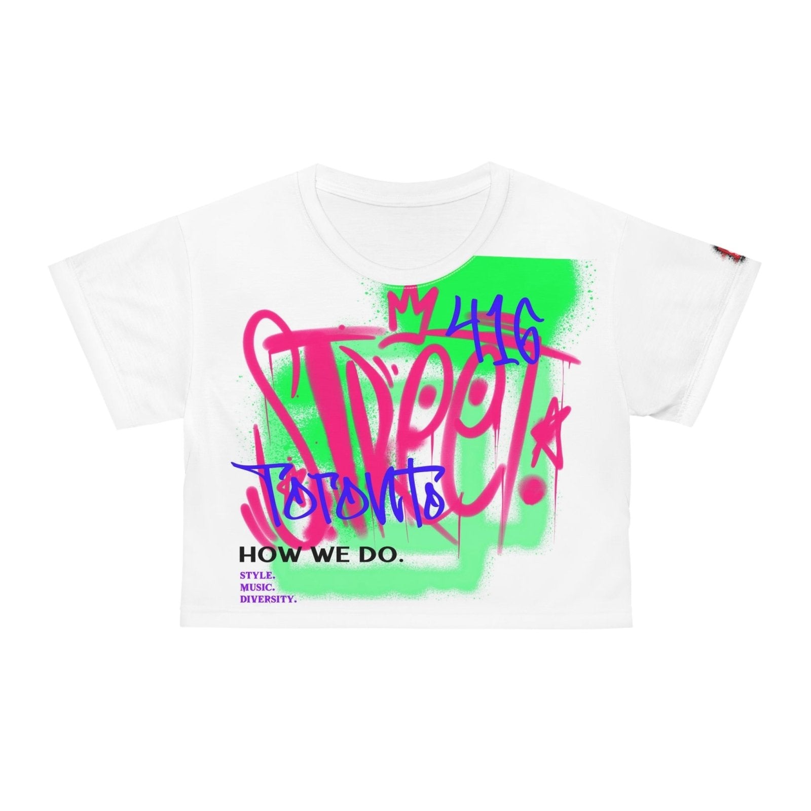 White 90s Crop Top Tee - Toronto. How We Do. Style. Music. Diversity | US - Ohhh So Swag