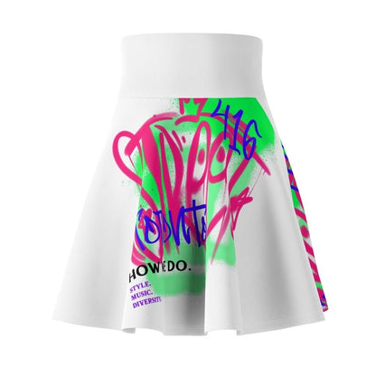 White 90s Neon Graffiti Skater Skirt - Toronto. How We Do. Style. Music. Diversity. | US - Ohhh So Swag