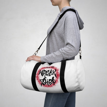 White Duffel Bag with I Came to Wreck Shop Text and Graffiti Design, Motivational and Hip Hop - Inspired | US - Ohhh So Swag