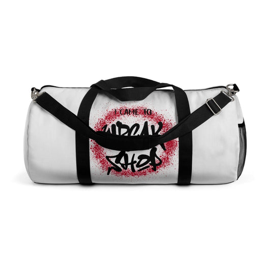 White Duffel Bag with I Came to Wreck Shop Text and Graffiti Design, Motivational and Hip Hop - Inspired | US - Ohhh So Swag