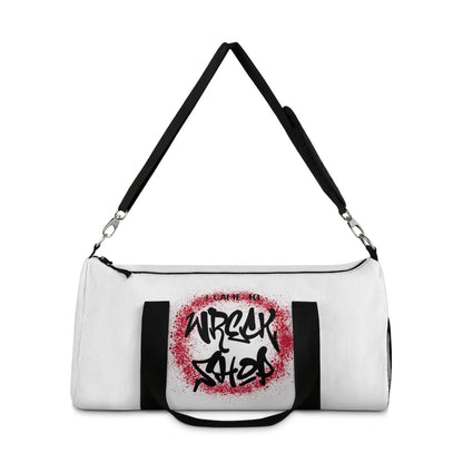 White Duffel Bag with I Came to Wreck Shop Text and Graffiti Design, Motivational and Hip Hop - Inspired | US - Ohhh So Swag