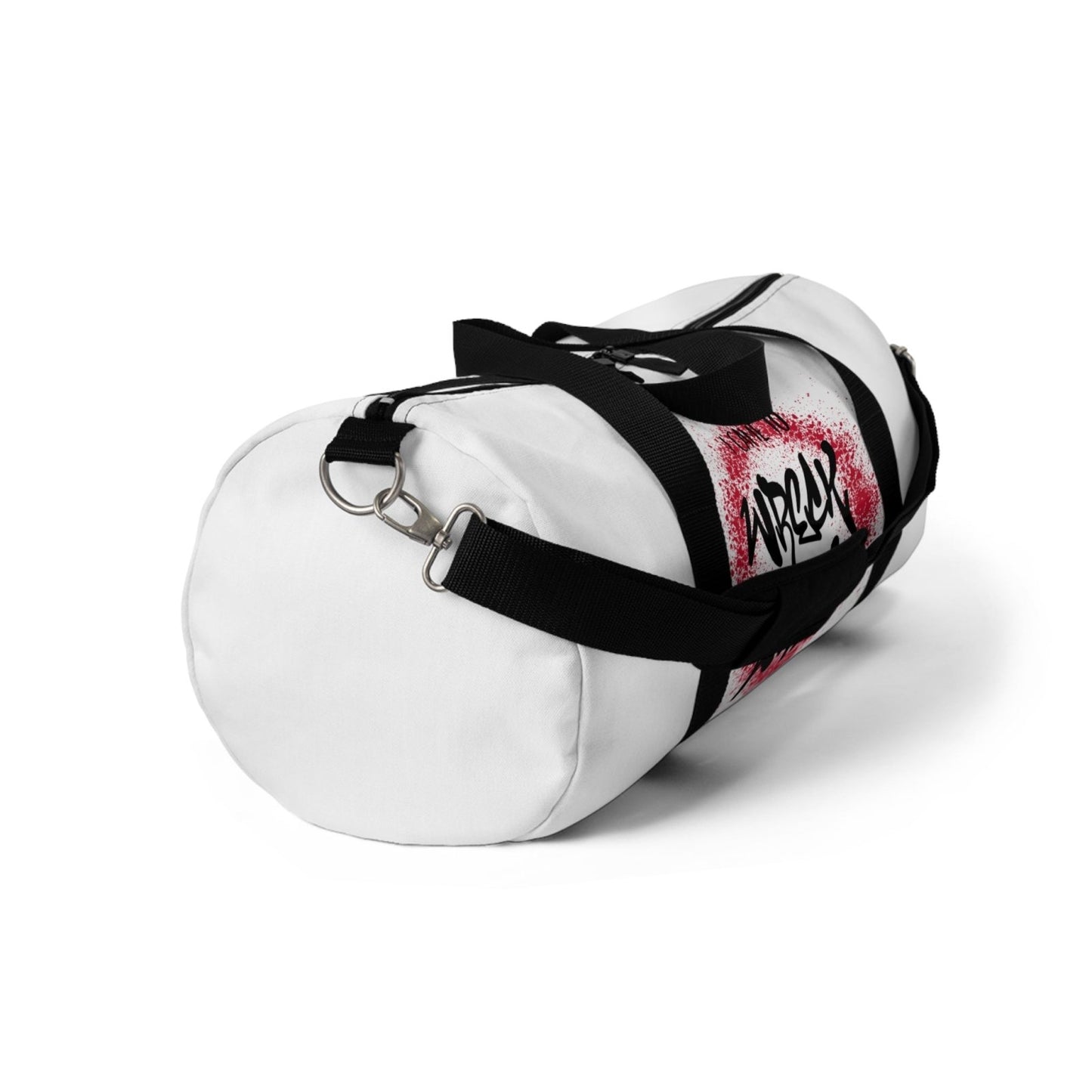 White Duffel Bag with I Came to Wreck Shop Text and Graffiti Design, Motivational and Hip Hop - Inspired | US - Ohhh So Swag