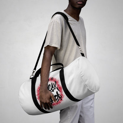 White Duffel Bag with I Came to Wreck Shop Text and Graffiti Design, Motivational and Hip Hop - Inspired | US - Ohhh So Swag
