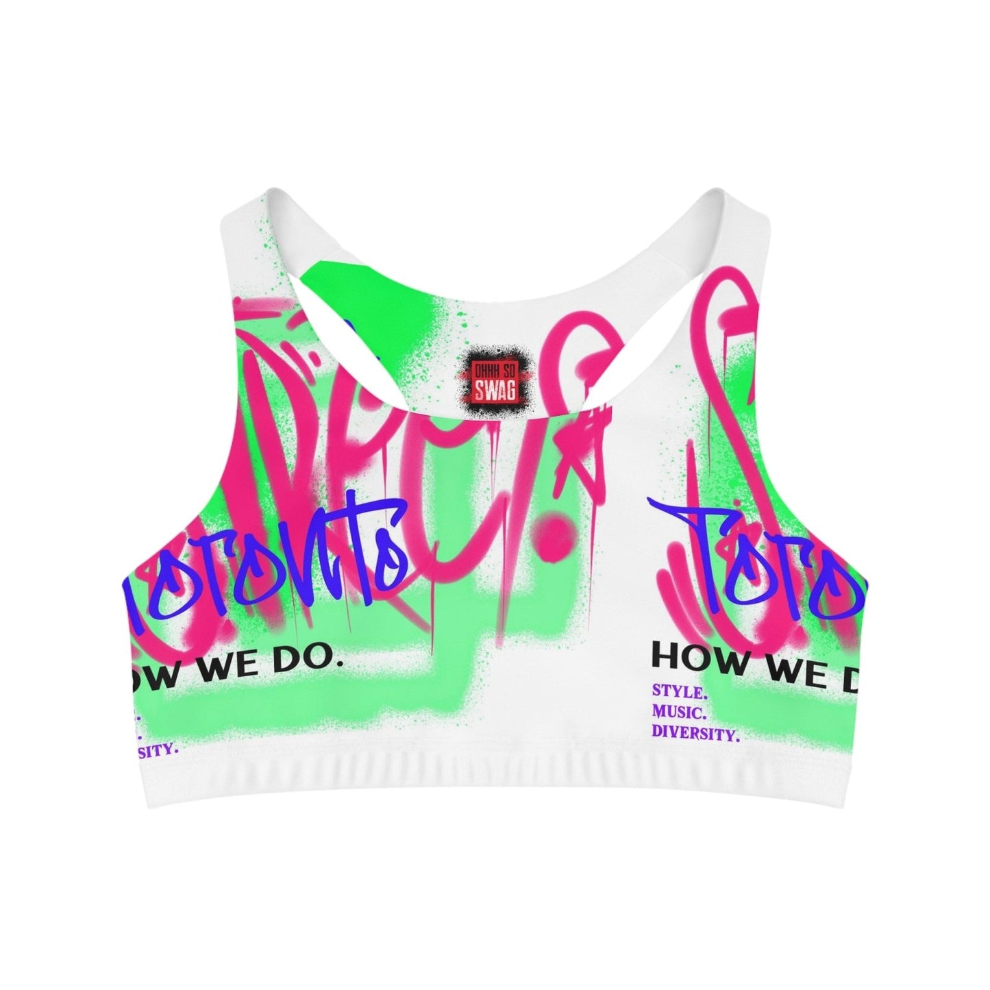 White Seamless Medium Support Sports Bra - Toronto How We Do. Style. Music. Diversity. | US - Ohhh So Swag